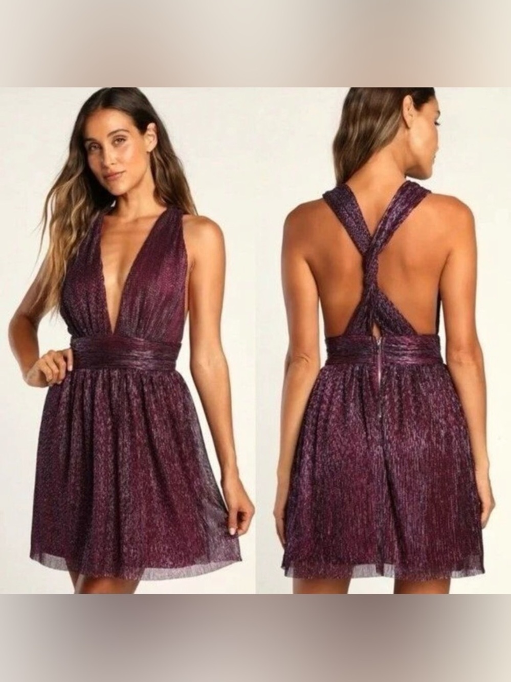 Lulus Purple Halter Dress Size Large